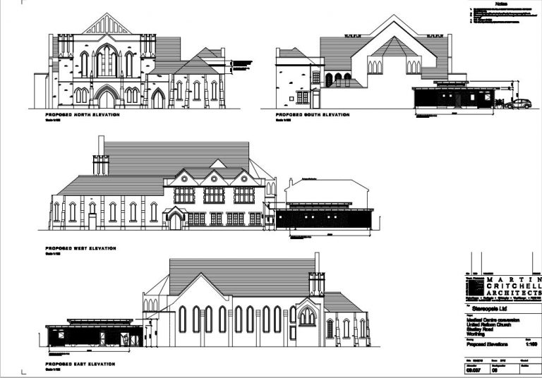 elevation-plans-drawn-by-architect-at-conversion-of-church-to-hospital