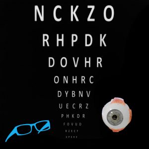 eye art vision-test-chart-with-glasses-and-model-eye